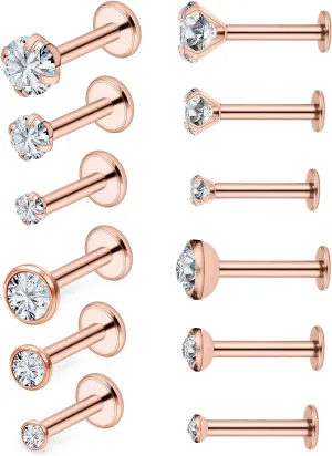 Vsnnsns 14G Lip Rings Stainless Steel Tragus Helix Conch Piercing Jewelry Snake Bite Piercing Monroe Lip Rings Labret Medusa Cartilage Lobe Earrings Piercing Jewelry Cubic Zirconia 2MM 3MM 4MM