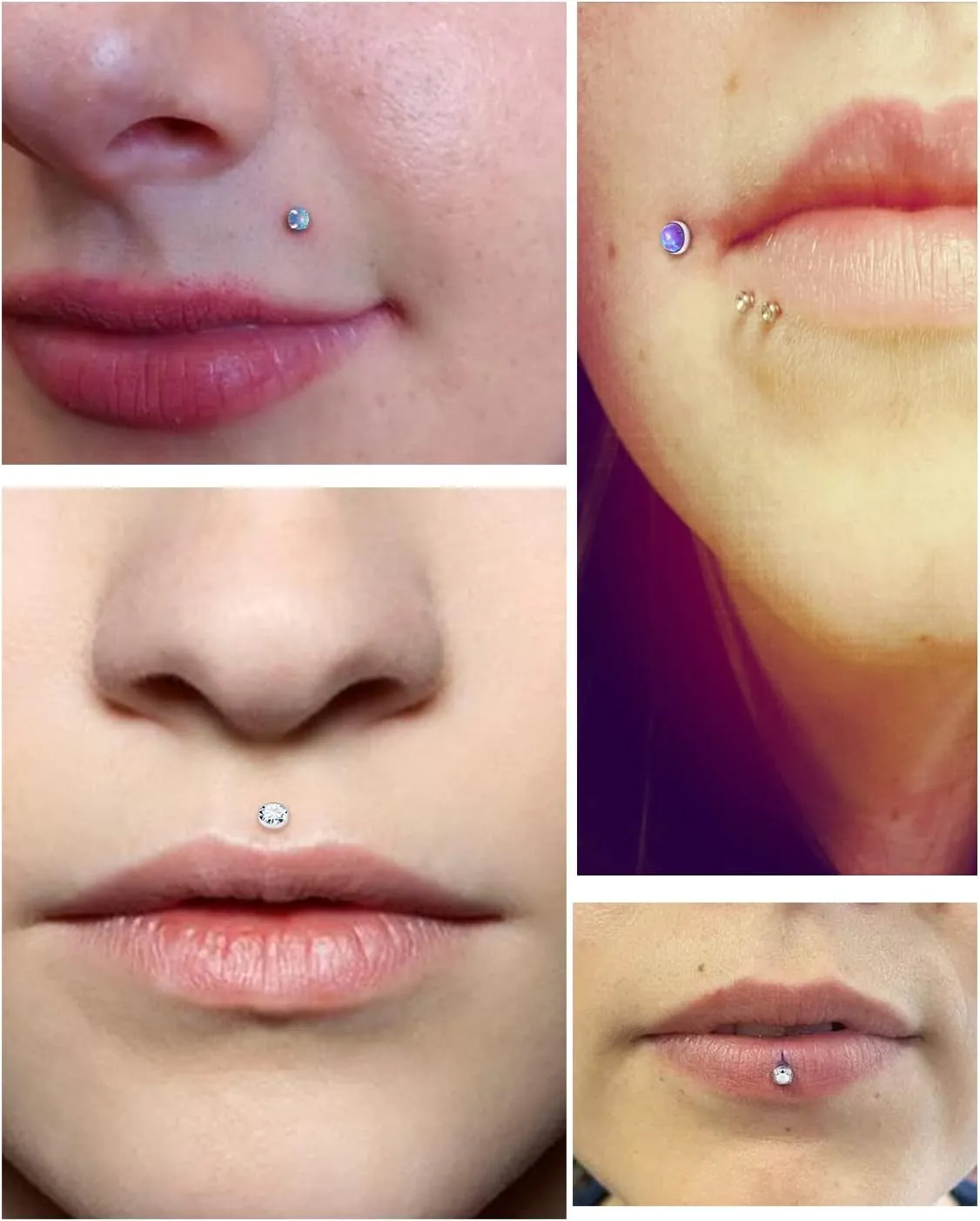 Vsnnsns 16G 18G 20G Threadless Push in Lip Rings Stainless Steel Flat Back Nose Rings Studs Tragus Helix Conch Cartilage Lobe Earrings Stud Piercing Jewelry for Women Men Opal CZ Silver 16PCS