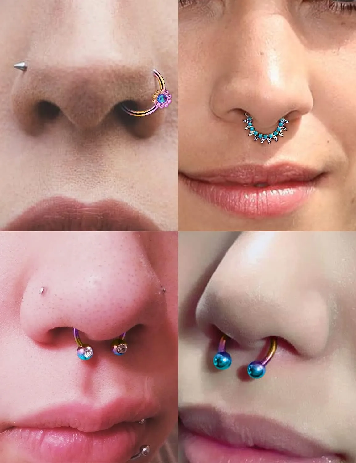 Vsnnsns Septum Ring 16G Stainless Steel Septum Piercing Jewelry Horseshoe Nose Ring Hoop Piercing Jewelry for Women Men 10mm Silver Black Rainbow Rose Gold