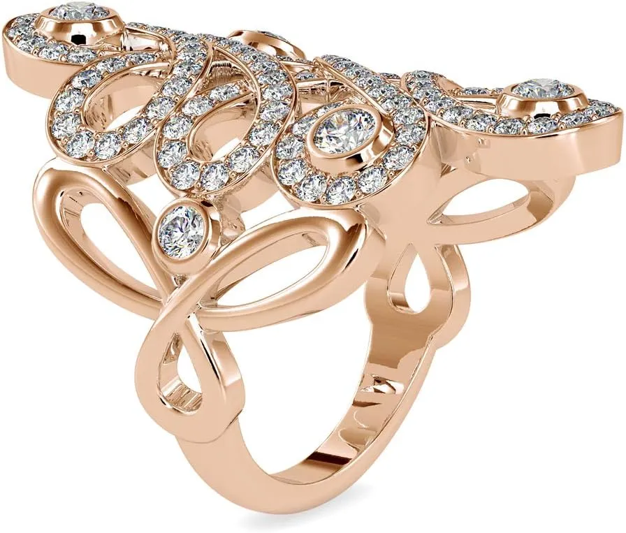 VVS Certified Wedding Ring in 18K White/Yellow/Rose Gold with 1.48 Carat Round Natural Diamond Royal Design Band Ring for Women | Couple Promise Ring for Her | Bridal Ring for Woman (IJ-SI)
