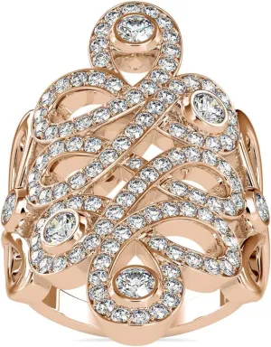 VVS Certified Wedding Ring in 18K White/Yellow/Rose Gold with 1.48 Carat Round Natural Diamond Royal Design Band Ring for Women | Couple Promise Ring for Her | Bridal Ring for Woman (IJ-SI)