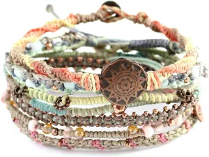 Wakami Earth Charm Bracelet | Women's Jewelry | bracelets for women & men | Trendy Beaded Bracelet Stack | Waterproof | Fair Trade | Braided