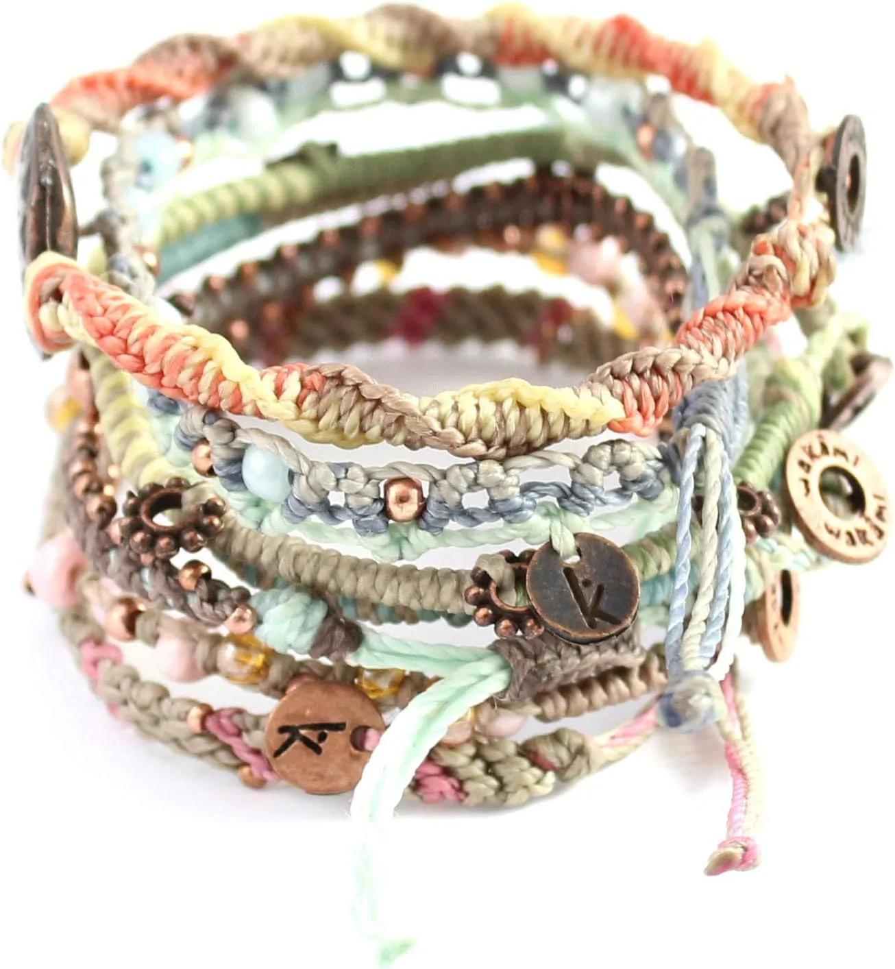 Wakami Earth Charm Bracelet | Women's Jewelry | bracelets for women & men | Trendy Beaded Bracelet Stack | Waterproof | Fair Trade | Braided
