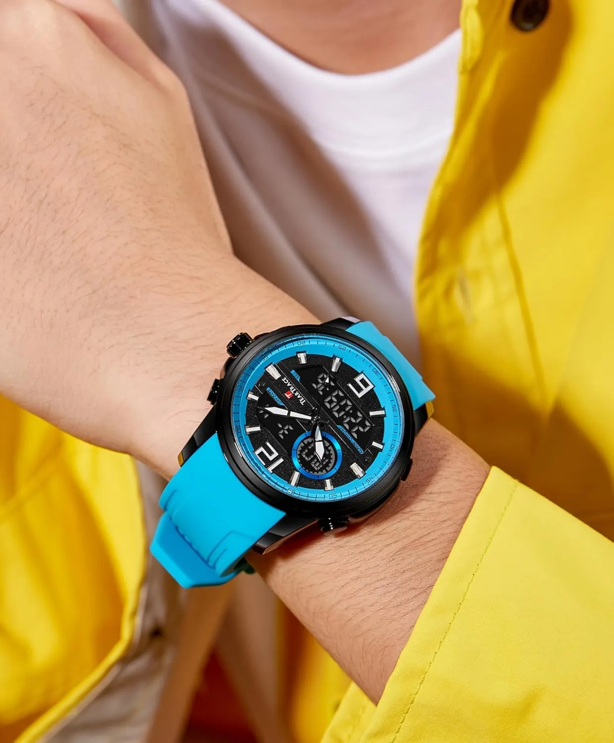 Watches for Men Chronograph Luminous Analog Digital Quartz 3ATM Waterproof Sport Wrist Watch with Alarm Men Watches Christmas Gift for Men Husband Father