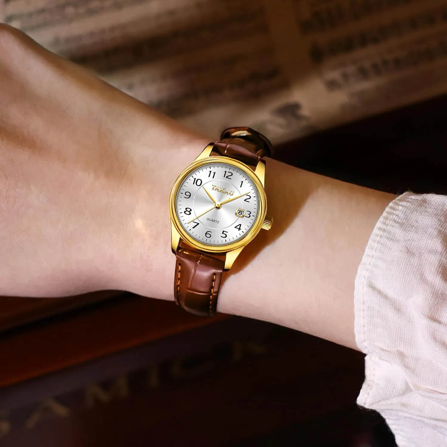 Watches for Women Causal Classic Leather Date Dainty Business Dress Luxury Analog Quartz Minimalist Waterproof Analog Quartz Ladies Watch Women's Wrist Watches