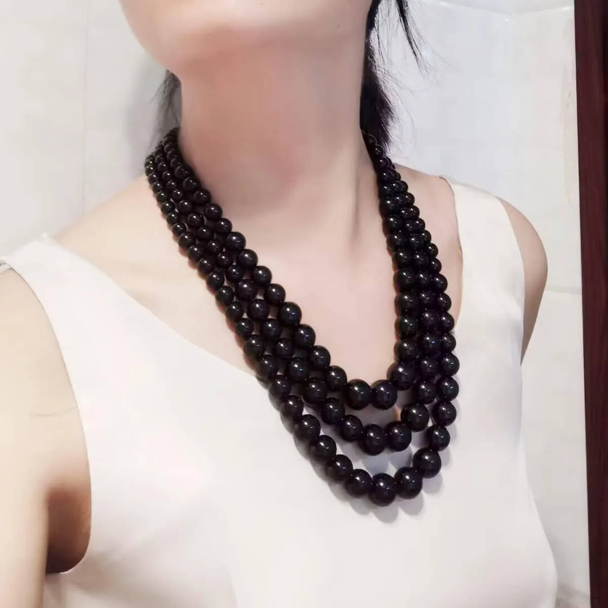 We We Three Layers Faux Pearl Necklace for Women Multi strand Pearl Necklace Earrings Set 1920s Pearl Costume Jewelry