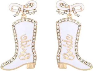 Western Bride Earring for Women Bowknot Boot Bride Earrings Wedding Bridal Earrings Bridesmaids Bachelorette Party Gift