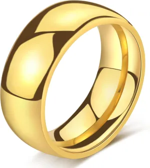 WFYOU Mens Rings Wedding Band Gold Silver Rings for Women Her Men 1-8mm Stainless Steel Rings Stacking Simple Rings Statement Thumb Finger Ring Plain Dome High Polish Comfort Fit Size 6-12