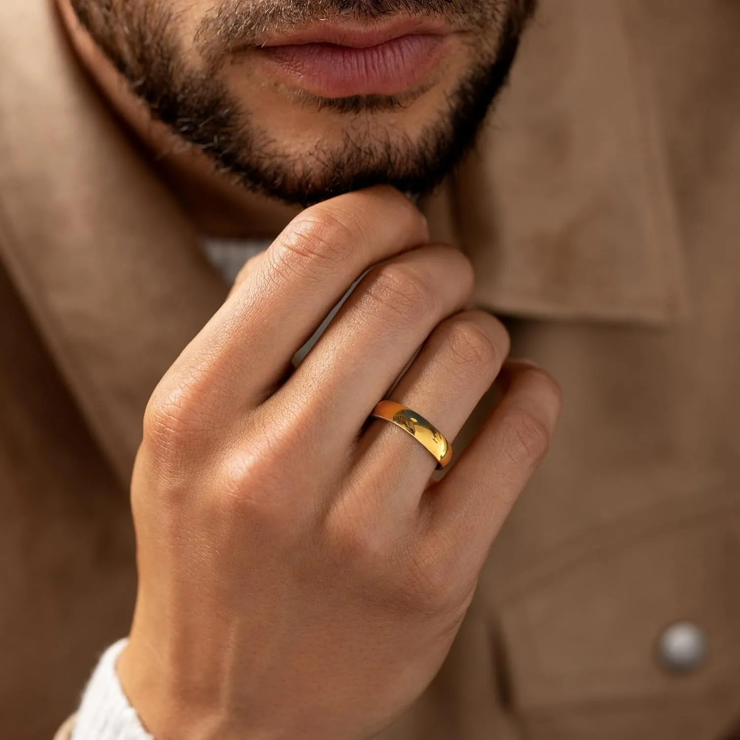 WFYOU Mens Rings Wedding Band Gold Silver Rings for Women Her Men 1-8mm Stainless Steel Rings Stacking Simple Rings Statement Thumb Finger Ring Plain Dome High Polish Comfort Fit Size 6-12