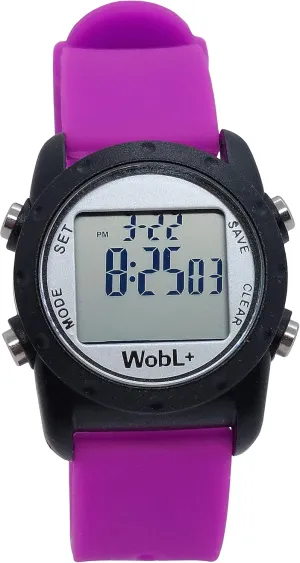 WobL  World's Smallest & Best Waterproof Vibrating 9 Alarms   Countdown Timer Wristwatch (Purple) Sports/Medicine/Meeting/Potty Reminders