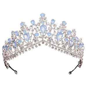 Women Princess Crown Blue Crystal Sweet 16 Hair Accessories for School Party Hairband,Light Blue 15