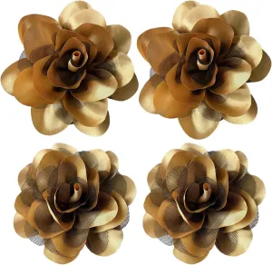 Women's Brooches 4pcs Rose Flower Hair Clip Flamenco Dancer Pin up Mexican Hair Flowers Clips Hairpin Brooch Tea Party Hats Headpieces