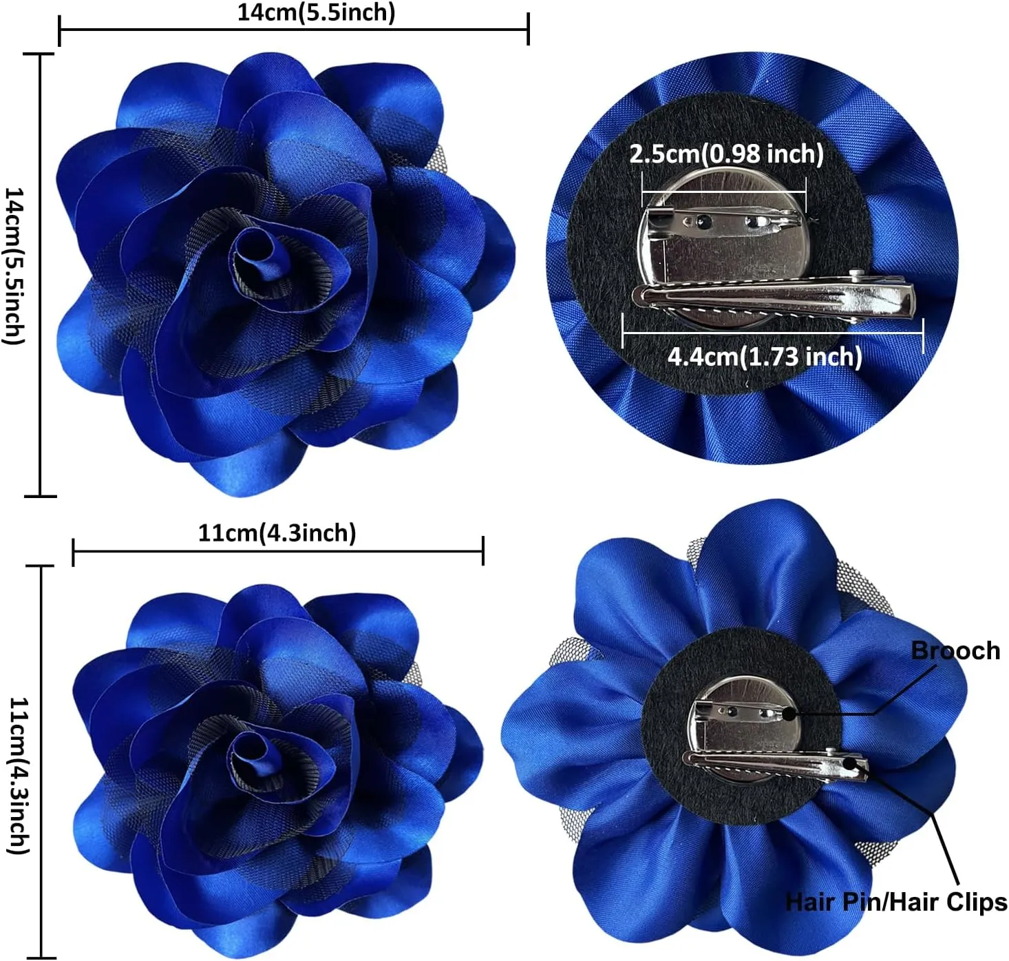 Women's Brooches 4pcs Rose Flower Hair Clip Flamenco Dancer Pin up Mexican Hair Flowers Clips Hairpin Brooch Tea Party Hats Headpieces