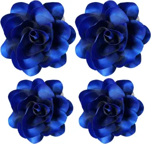 Women's Brooches 4pcs Rose Flower Hair Clip Flamenco Dancer Pin up Mexican Hair Flowers Clips Hairpin Brooch Tea Party Hats Headpieces