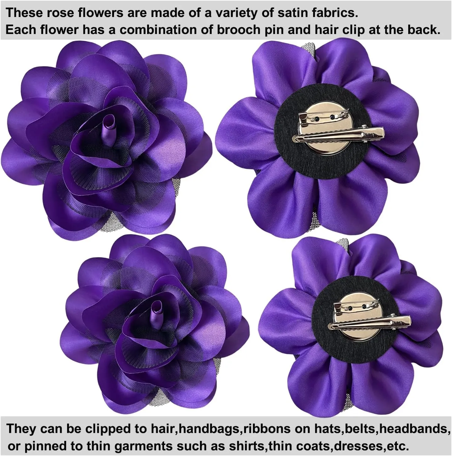 Women's Brooches 4pcs Rose Flower Hair Clip Flamenco Dancer Pin up Mexican Hair Flowers Clips Hairpin Brooch Tea Party Hats Headpieces