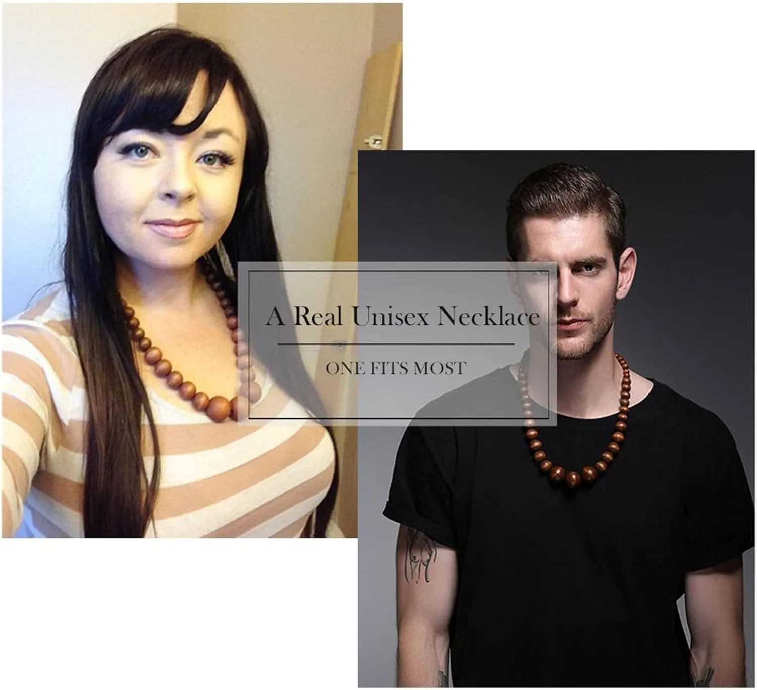 Wood Bead Necklace Africa Wooden Chain Statement Unisex Chunky Necklaces