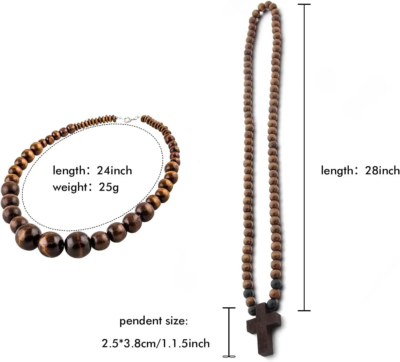 Wood Bead Necklace Africa Wooden Chain Statement Unisex Chunky Necklaces