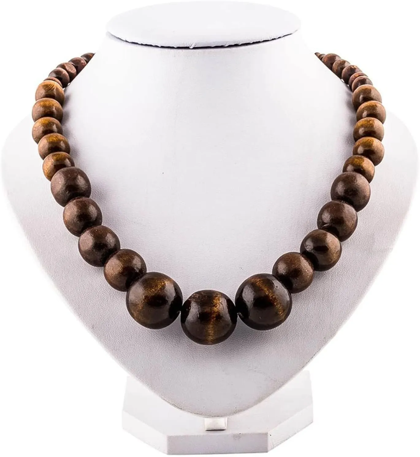 Wood Bead Necklace Africa Wooden Chain Statement Unisex Chunky Necklaces