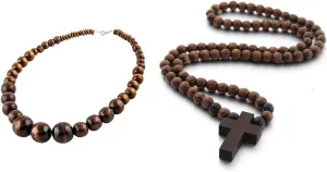 Wood Bead Necklace Africa Wooden Chain Statement Unisex Chunky Necklaces
