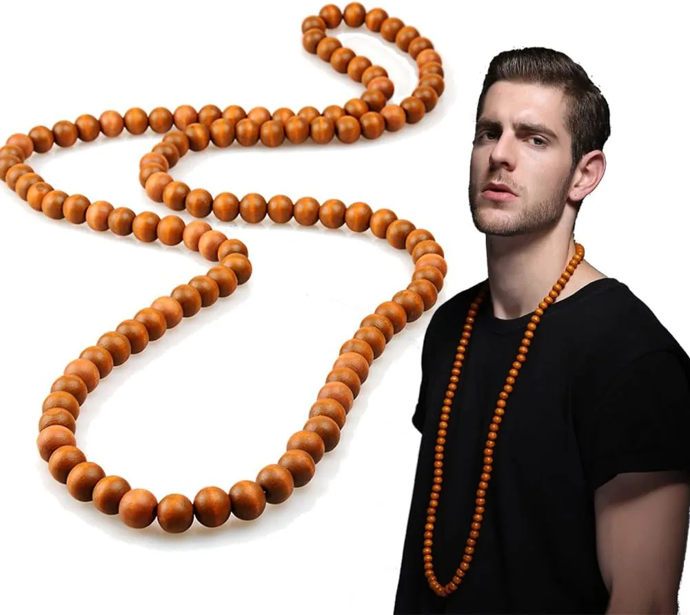 Wood Bead Necklace Africa Wooden Chain Statement Unisex Chunky Necklaces
