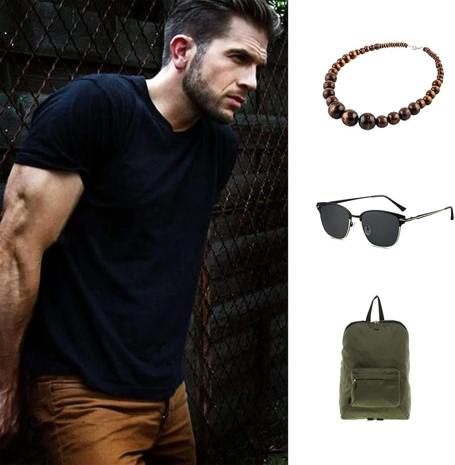 Wood Bead Necklace Africa Wooden Chain Statement Unisex Chunky Necklaces