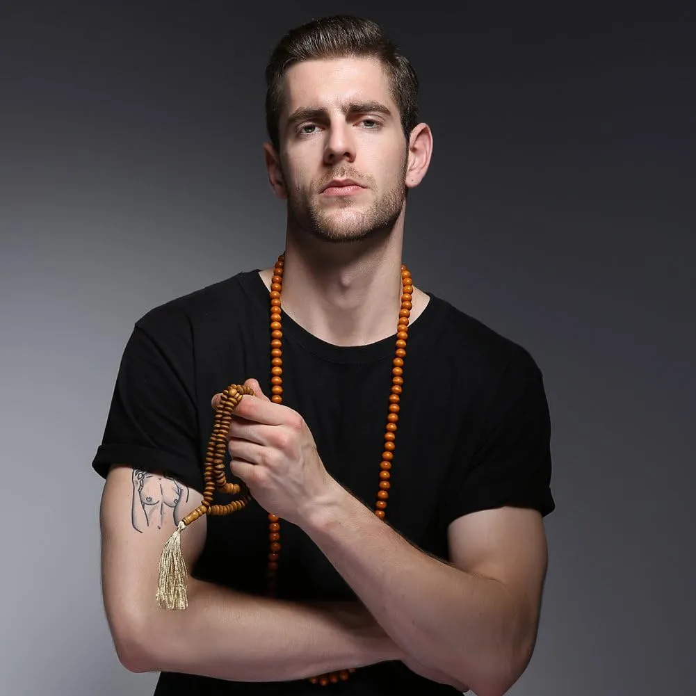 Wood Bead Necklace Africa Wooden Chain Statement Unisex Chunky Necklaces