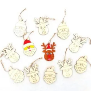 Wooden Christmas Shapes With Outline 12 Pieces