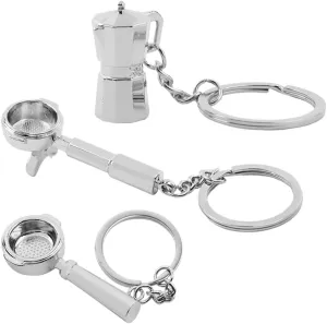 Ximimark 3pc Durable Alloy Coffee Portafilter Keychain Pendant - Fashion-Forward Design for Coffee Enthusiasts - Perfect Key or Bag Decor