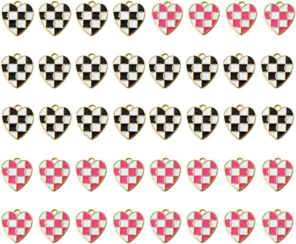 Ximimark 40Pcs Alloy Drop Oil Creative Love Hearts Shape Charms Fashion For Bracelet Necklace Earrings Key Chain Bag Charms Jewelry Accessories Valentine's Day