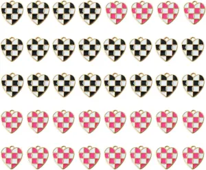 Ximimark 40Pcs Alloy Drop Oil Creative Love Hearts Shape Charms Fashion For Bracelet Necklace Earrings Key Chain Bag Charms Jewelry Accessories Valentine's Day