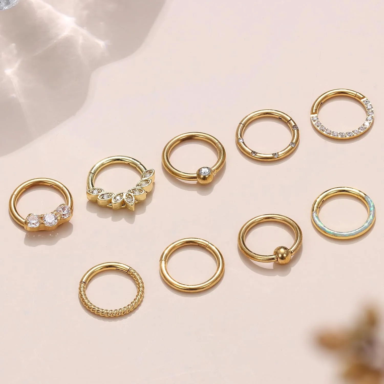 YADOCA Septum Nose Rings for Women Men - Gold Septum Rings 16G 18G Nose Ring Hoops Hypoallergic Surgical Steel Cartilage Earrings Helix Lip Conch Tragus Daith Piercing Jewelry Tone 8mm 10mm