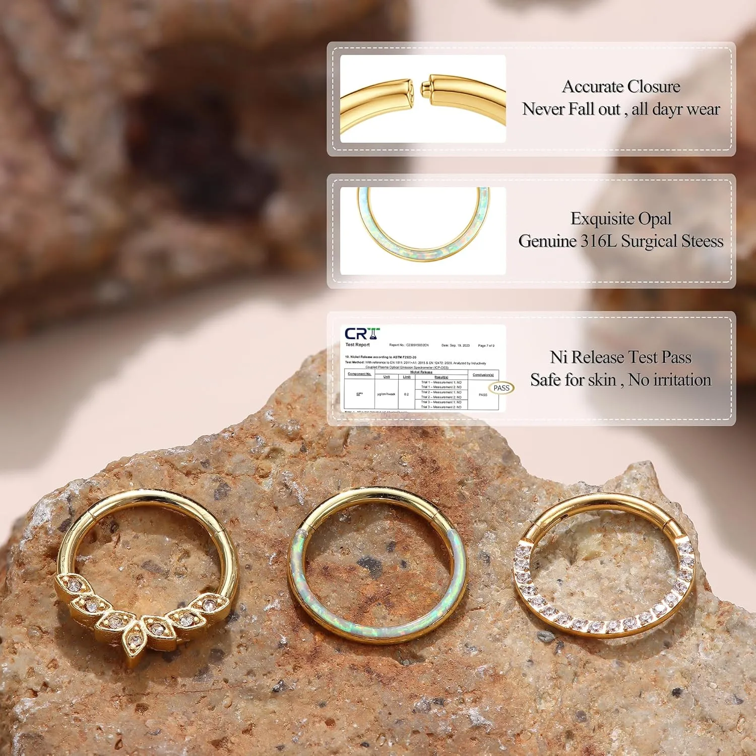 YADOCA Septum Nose Rings for Women Men - Gold Septum Rings 16G 18G Nose Ring Hoops Hypoallergic Surgical Steel Cartilage Earrings Helix Lip Conch Tragus Daith Piercing Jewelry Tone 8mm 10mm