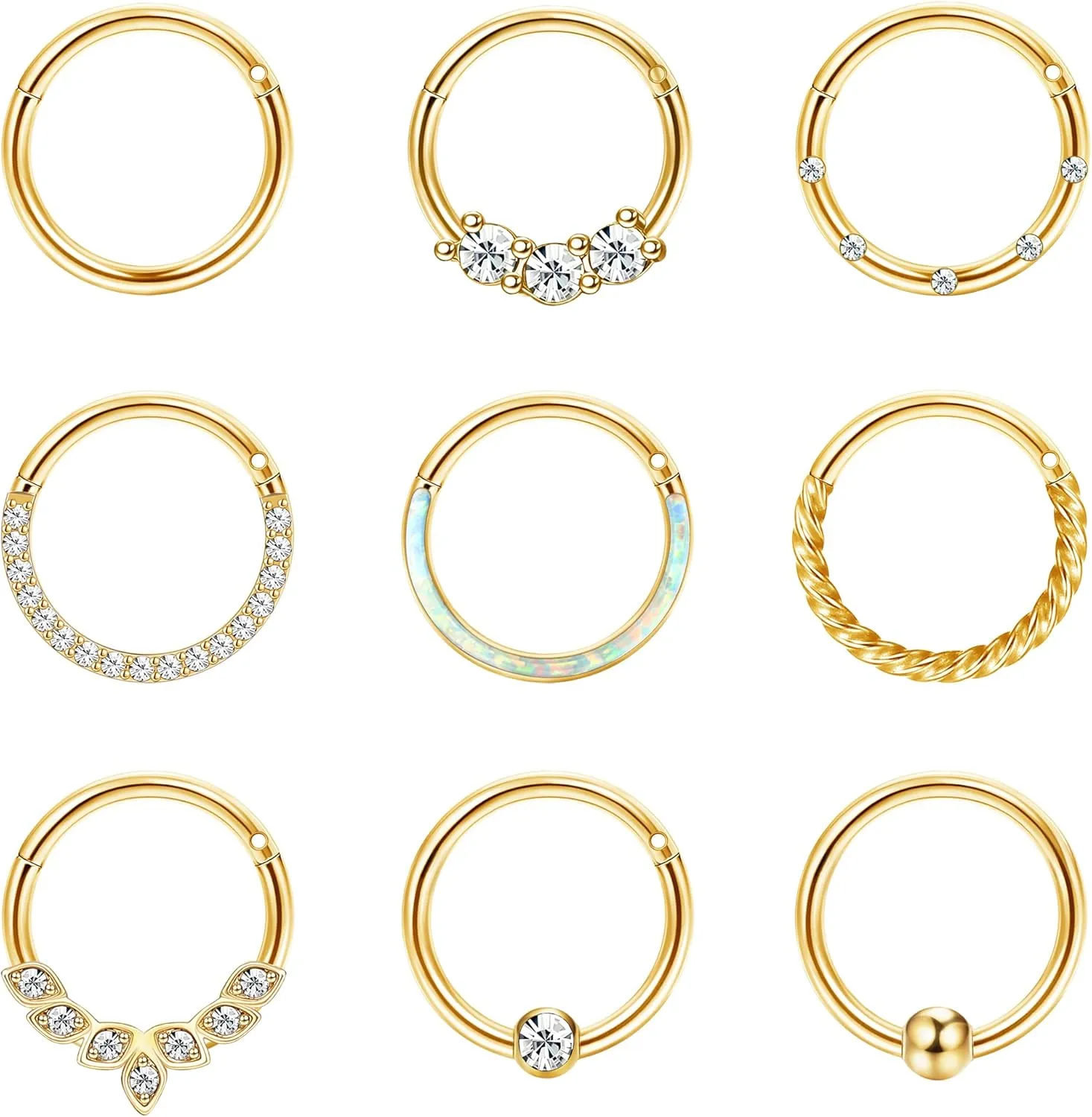 YADOCA Septum Nose Rings for Women Men - Gold Septum Rings 16G 18G Nose Ring Hoops Hypoallergic Surgical Steel Cartilage Earrings Helix Lip Conch Tragus Daith Piercing Jewelry Tone 8mm 10mm
