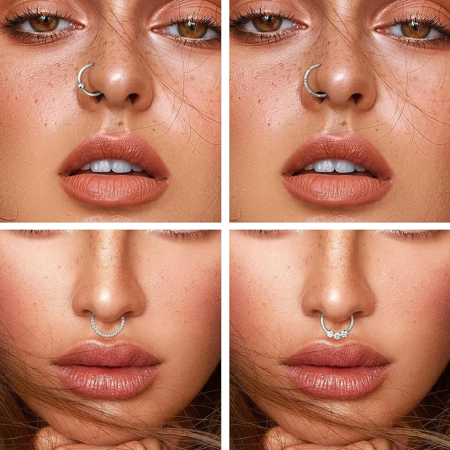 YADOCA Septum Nose Rings for Women Men - Gold Septum Rings 16G 18G Nose Ring Hoops Hypoallergic Surgical Steel Cartilage Earrings Helix Lip Conch Tragus Daith Piercing Jewelry Tone 8mm 10mm