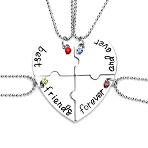 YALLNASL 4 BFF Gifts Necklaces Matching Necklace for Best Friends Forever and Ever Necklace for BFF Birthday Christmas Gift for Best Friend Bestie Friendship Necklace