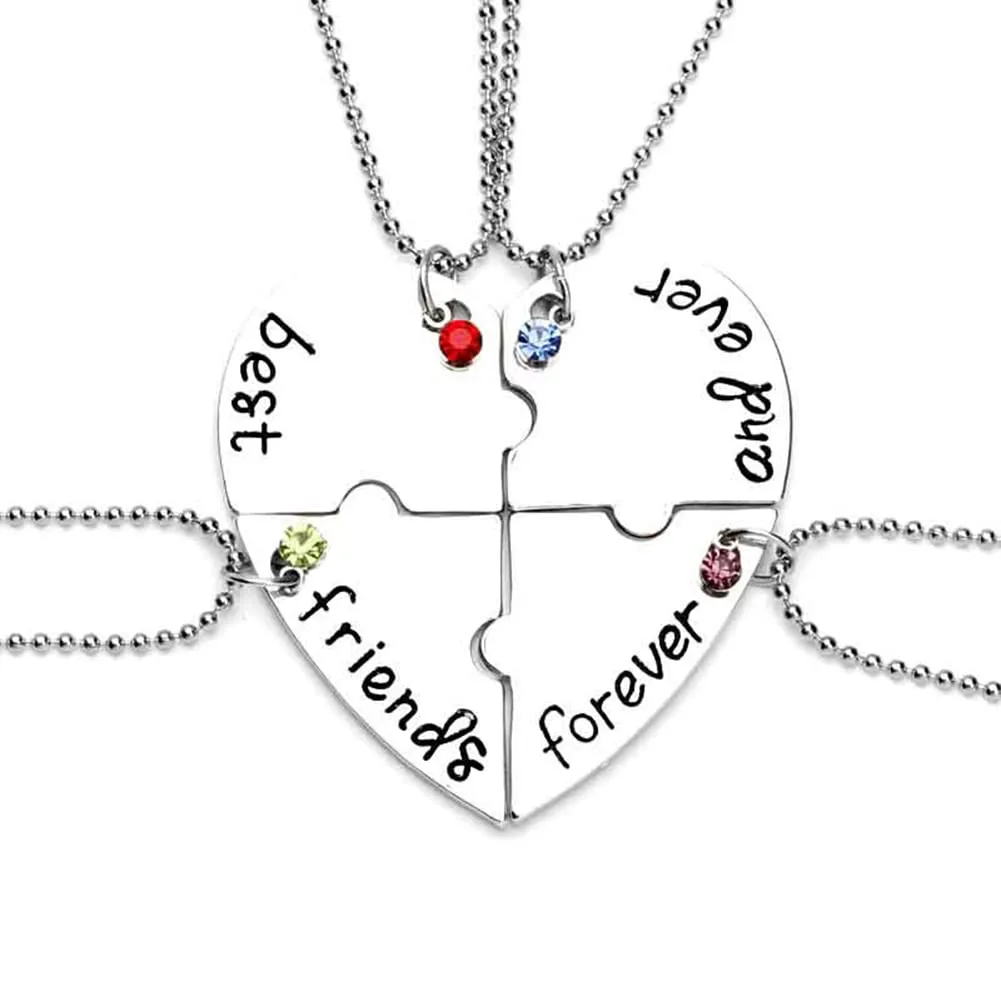 YALLNASL 4 BFF Gifts Necklaces Matching Necklace for Best Friends Forever and Ever Necklace for BFF Birthday Christmas Gift for Best Friend Bestie Friendship Necklace