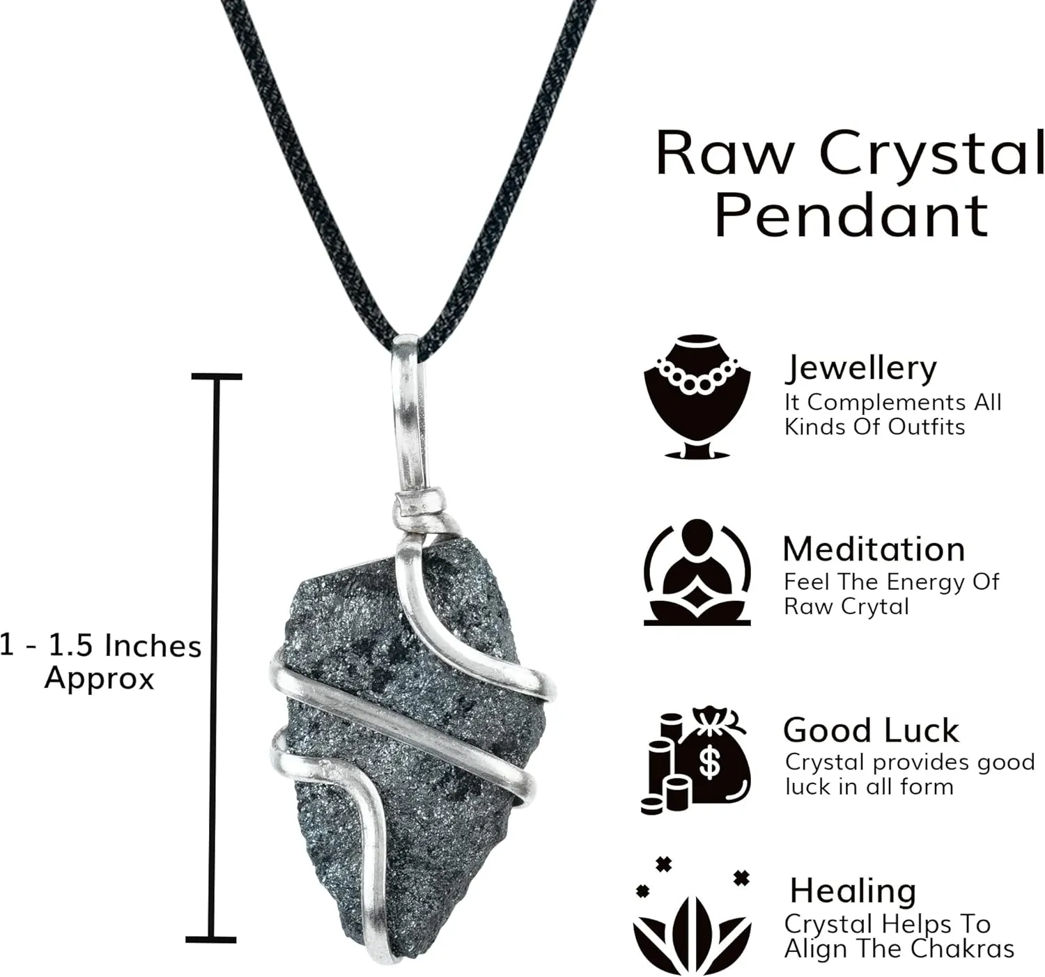 YATSKIA Black Tourmaline Necklace - Tourmaline Necklace - Healing Spiritual Crystal Necklaces - Black Tourmaline Jewelry - Raw Crystal Necklace Pendant