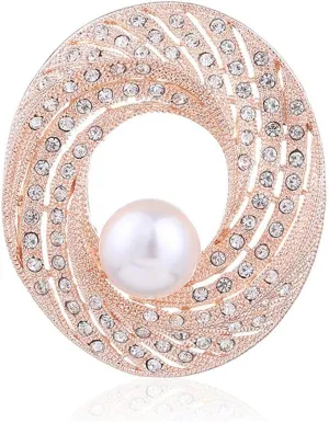 YAZILIND Rhinestone Imitation Pearl Corsage Simple Shawl Buckle Collar Pin Women Brooches Jewelry