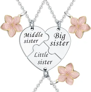 YEEQIN Sister Matching Necklaces - Big, Middle & Little Sister Gifts Set