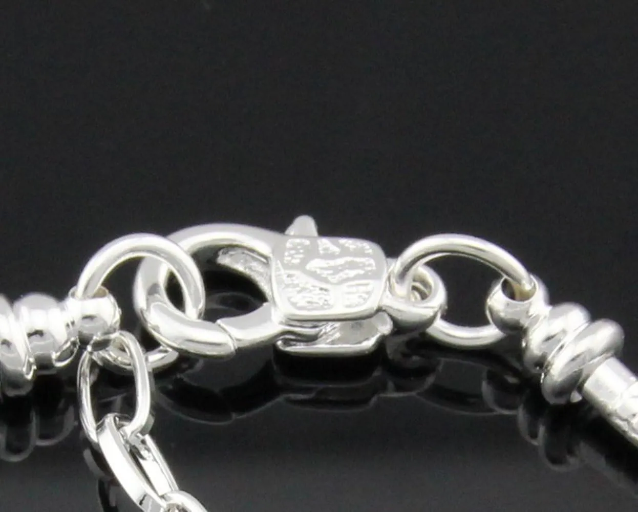 Yeshan 5pcs Silver Plated Snake Chain Charm Bracelet Starter with Classic Bead Lobster Clasp Fits All Chamilia Troll Biagi Beads