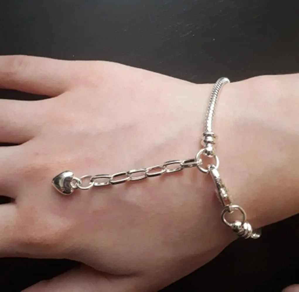 Yeshan 5pcs Silver Plated Snake Chain Charm Bracelet Starter with Classic Bead Lobster Clasp Fits All Chamilia Troll Biagi Beads