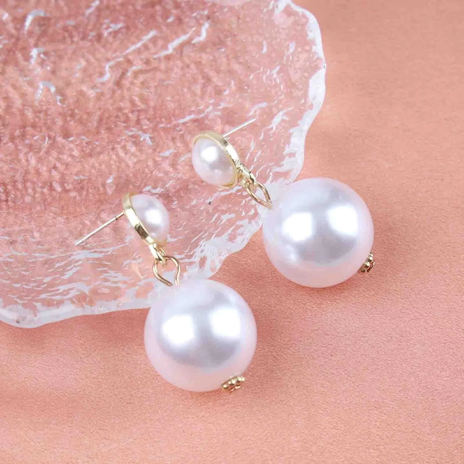 YienDoo Boho Big Pearl Drop Dangle Earrings Gold Pearl Ball Tassel Drop Earrings Pearl Statement Earrings Stud Large Pearl Wedding Earrings Prom Earrings Jewelry for Women