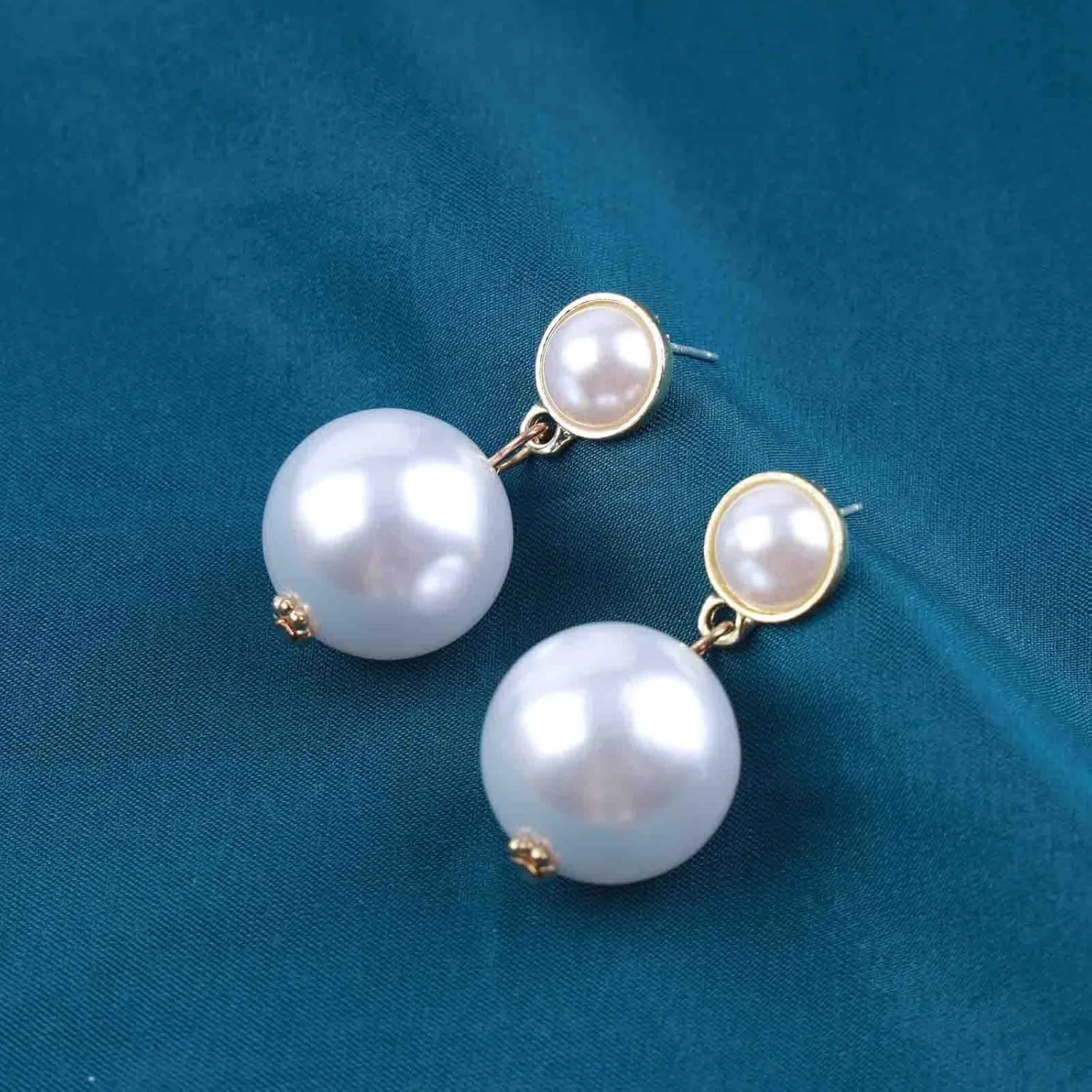 YienDoo Boho Big Pearl Drop Dangle Earrings Gold Pearl Ball Tassel Drop Earrings Pearl Statement Earrings Stud Large Pearl Wedding Earrings Prom Earrings Jewelry for Women