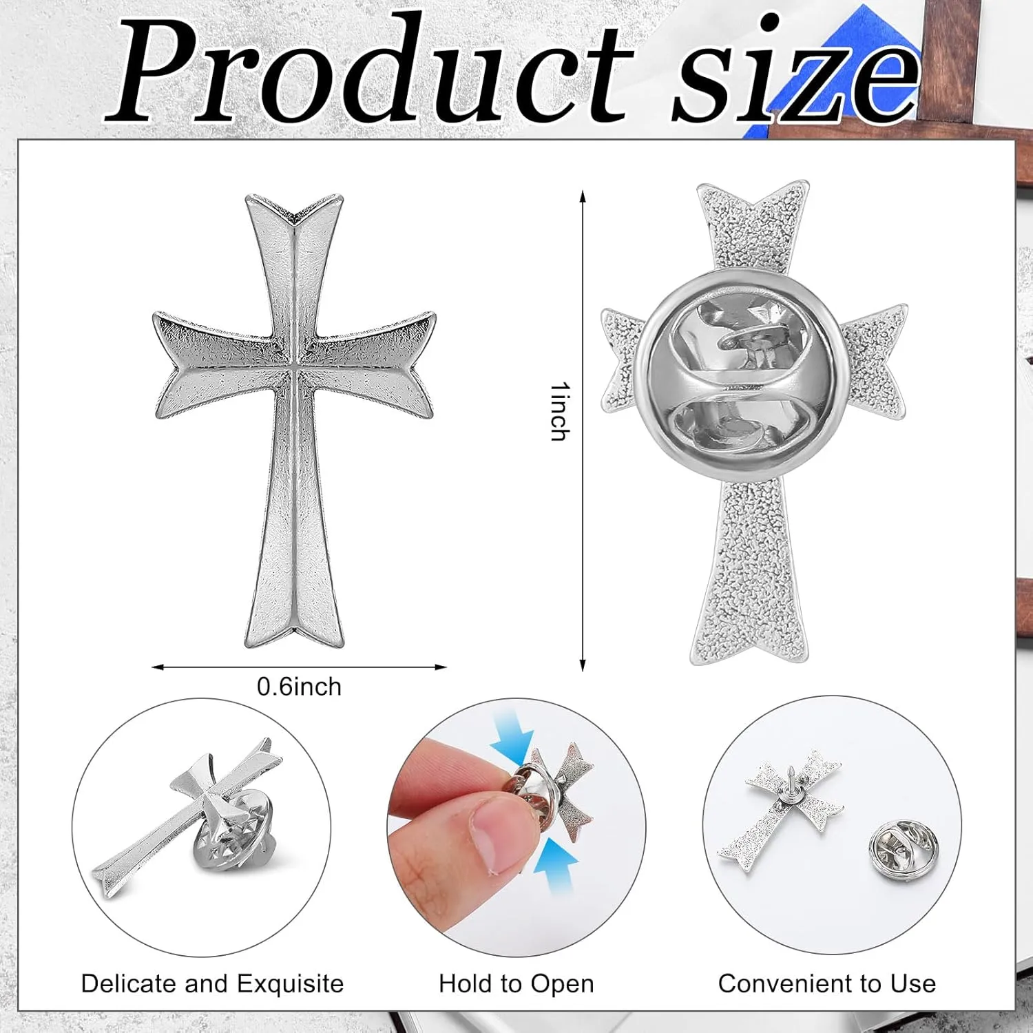 Yinkin 50 Pcs Cross Pins Bulk Jesus Lapel Pins Christian Memorial Brooch for Men Women Chaplain Church Prayer Activities