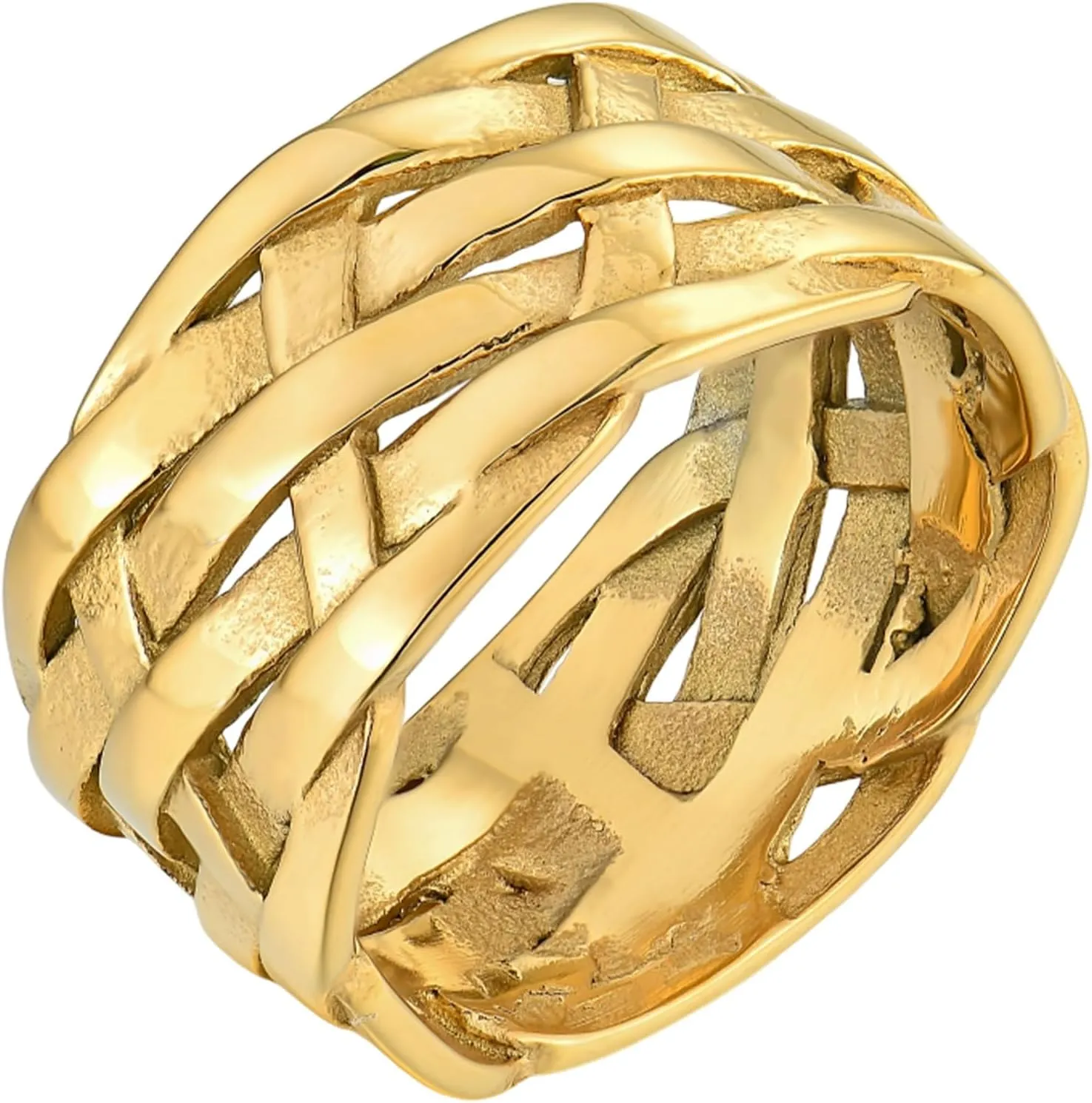 YL Men's Twisted Knot Rings Stainless Steel Celtic Knot Band Woven Braided Ring Vintage Jewelry