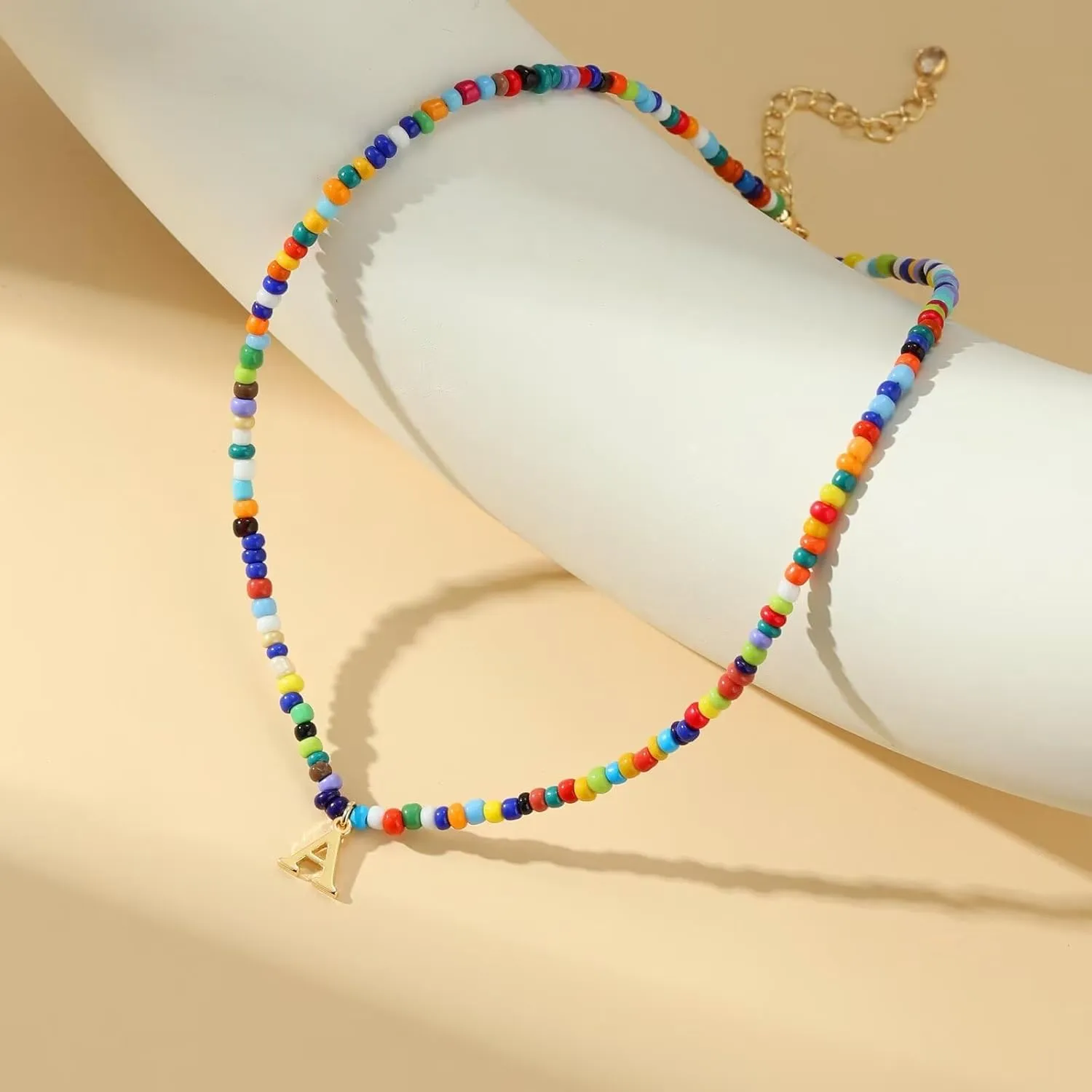 Yoosteel Colorful Beaded Initial Necklaces for Girls Kids Graduation Gifts - Cute Initial Necklaces for Teen Girl Women Trendy Letter Necklace Jewelry for Girls Birthday Graduation Gifts