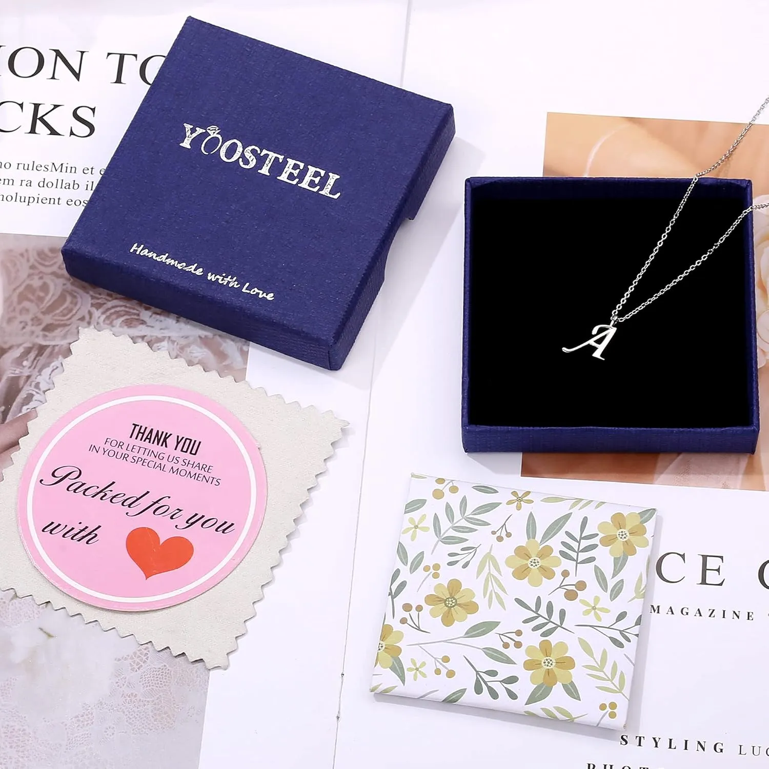 Yoosteel S925 Sterling Silver Initial Necklace for Women - Dainty Hypoallergenic Letter Jewelry - Tiny Cursive Silver Initial Necklace Gift