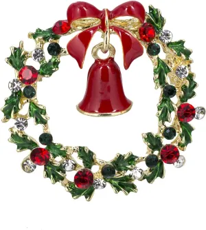 YOQUCOL Christmas Tree,Jingle,Wreath Shape Christmas Brooch Pins for Women Jewelry