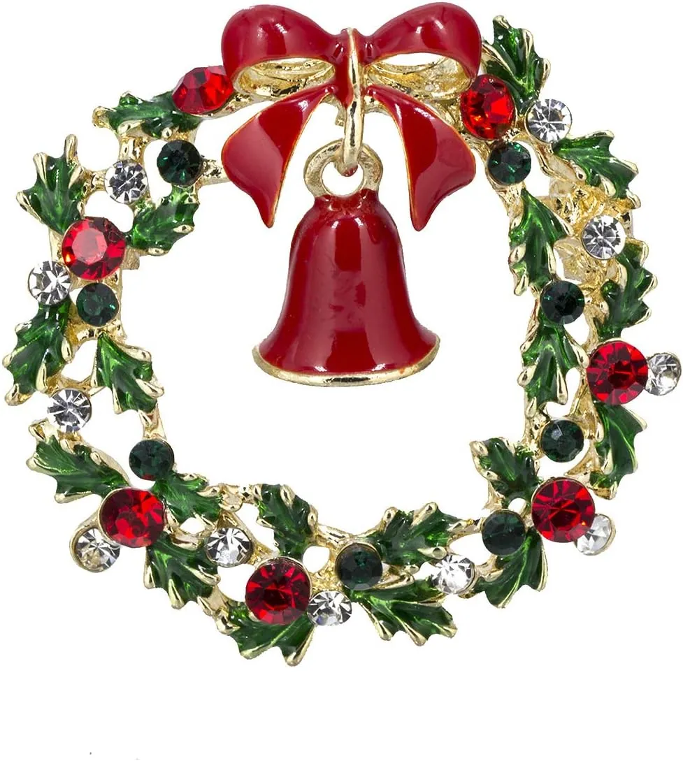 YOQUCOL Christmas Tree,Jingle,Wreath Shape Christmas Brooch Pins for Women Jewelry