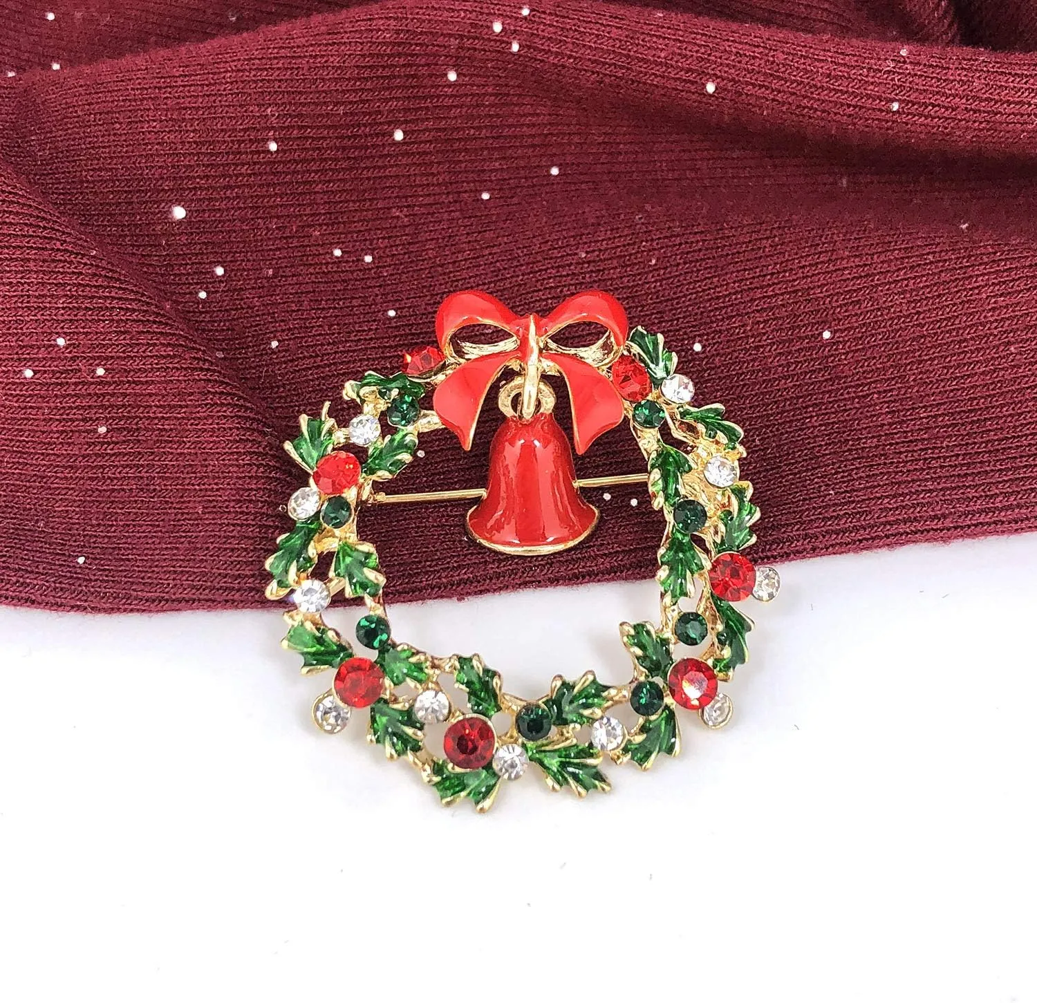 YOQUCOL Christmas Tree,Jingle,Wreath Shape Christmas Brooch Pins for Women Jewelry